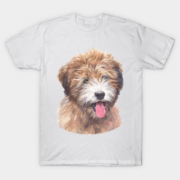 Tricolor Brindle Tibetan Terrier Watercolor Art T-Shirt by doglovershirts